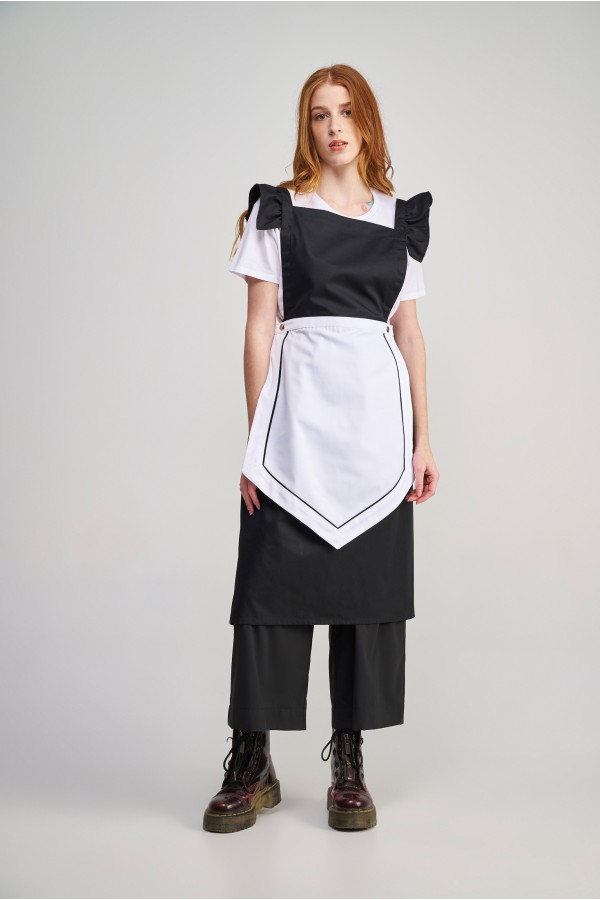 Ολόσωμη Γυναικεία Ποδιά Φρου - ΦρούΣε χρώμα μαύροΜε αποσπώμενη ποδιά λευκη