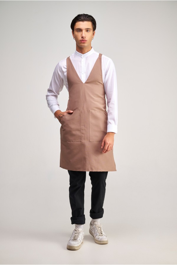 Ολόσωμη Ποδιά V-NeckΣε χρώμα mocha