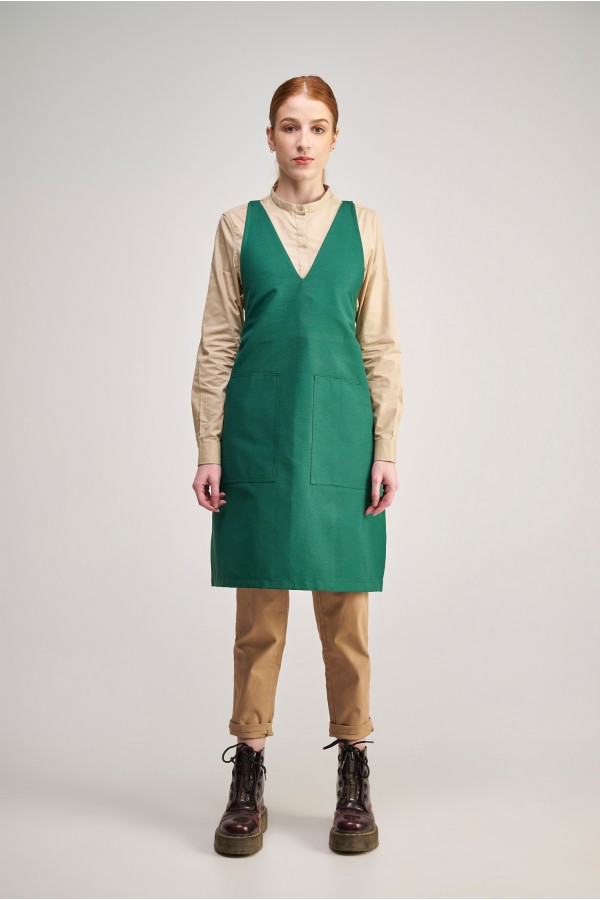 Ολόσωμη Ποδιά V-NeckΣε χρώμα royal green