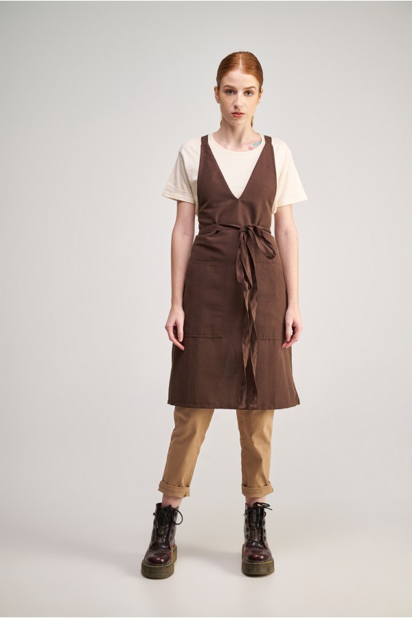 Ολόσωμη Ποδιά V-NeckΣε χρώμα clasic brown