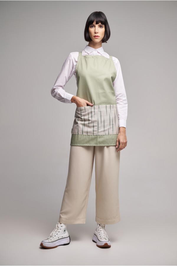 Ποδιά Ολόσωμη Mini  Excl Διπλής Όψεως Olive Stripes