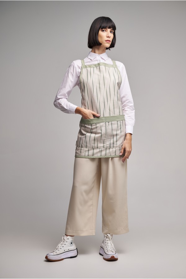 Ποδιά Ολόσωμη Mini  Excl Διπλής Όψεως Olive Stripes