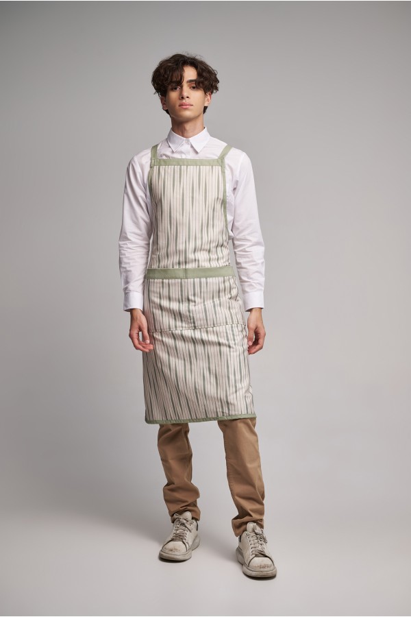 Ποδιά Ολόσωμη Midi  Excl Διπλής Όψεως Olive Stripes