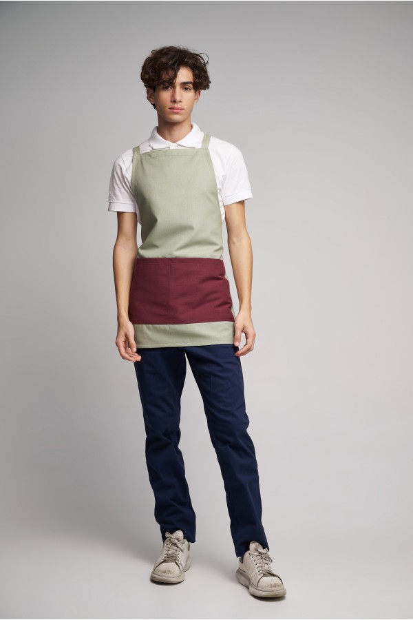 Ποδιά Ολόσωμη Mini  Excl Διπλής Όψεως  Olive - Bordeaux