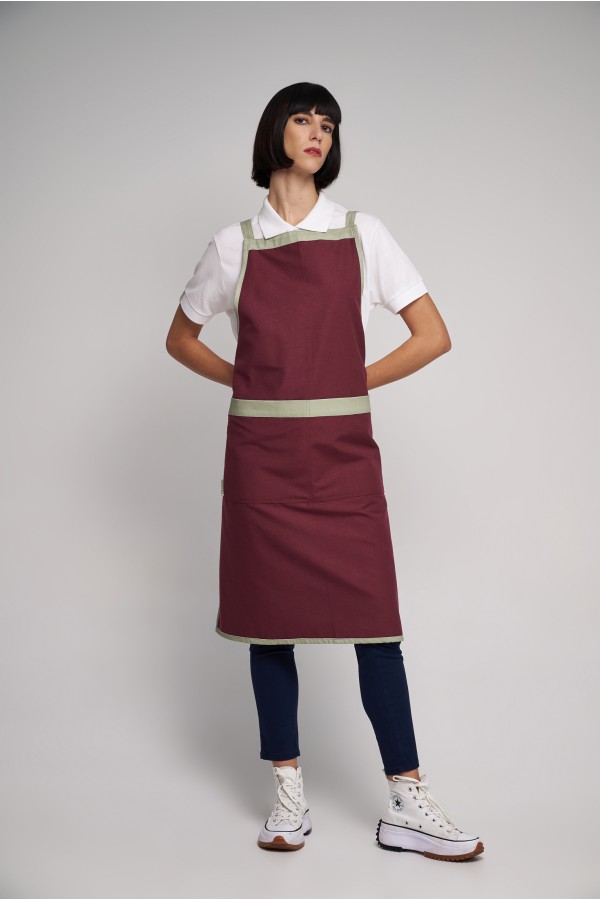 Ποδιά Ολόσωμη Midi  Excl Διπλής Όψεως  Olive - Bordeaux