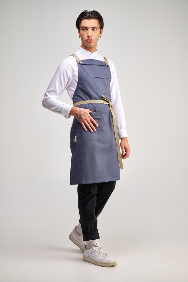 Ολόσωμη Ποδιά Modern σε χρώμα elephant
 με σετ αποσπώμενα Λουριά Fishbone beige