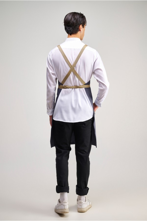 Ολόσωμη Ποδιά Modern σε χρώμα elephant
 με σετ αποσπώμενα Λουριά Fishbone beige