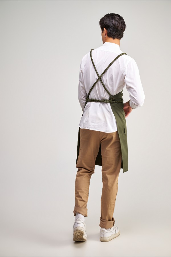 Ολόσωμη Ποδιά Modern σε χρώμα Olive με σετ αποσπώμενα Σχοινιά olive