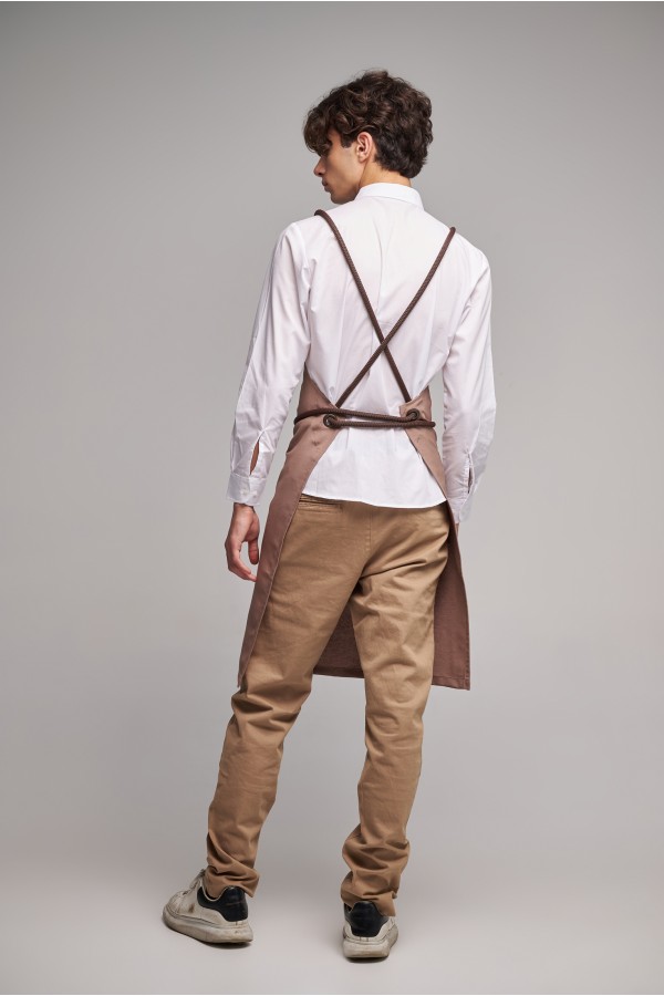 Ολόσωμη Ποδιά Modern σε χρώμα Mocha , με σετ αποσπώμενα Σχοινιά classic brown