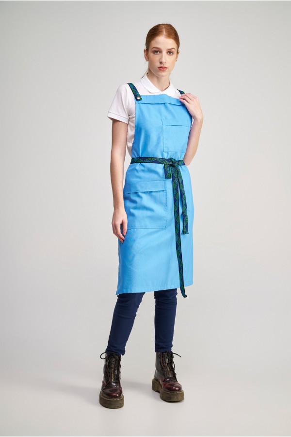 Ολόσωμη Ποδιά Modern σε χρώμα light blue ,  με σετ αποσπώμενα Λουριά Ethnik grenn-blue