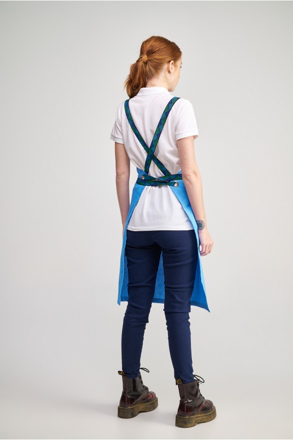 Ολόσωμη Ποδιά Modern σε χρώμα light blue ,  με σετ αποσπώμενα Λουριά Ethnik grenn-blue