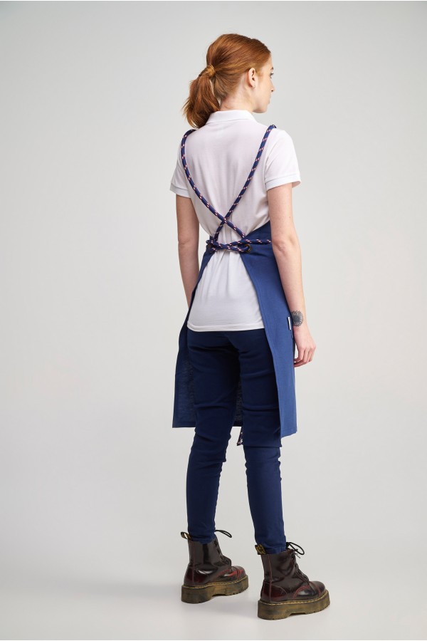 Ολόσωμη Ποδιά Modern σε χρώμα navy , με σετ αποσπώμενα Σχοινιά blue - red