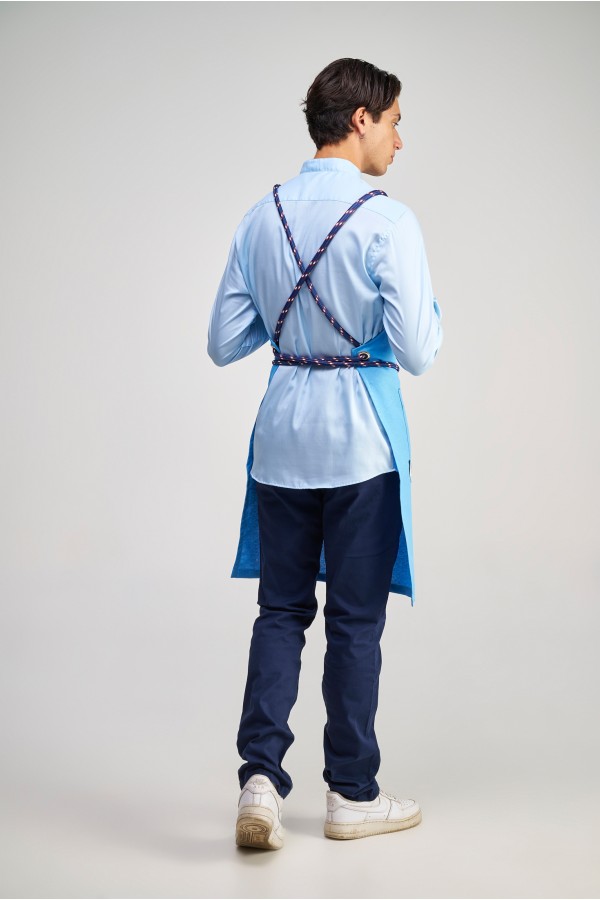 Ολόσωμη Ποδιά Modern σε χρώμα light blue , με σετ αποσπώμενα Σχοινιά blue - red