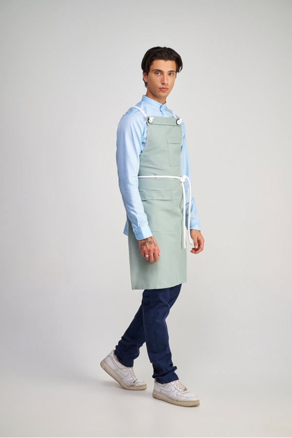 Ολόσωμη Ποδιά Modern σε χρώμα Mint , με σετ αποσπώμενα Σχοινιά white