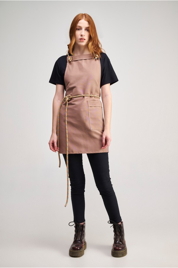 Ολόσωμη Ποδιά RoundΣε χρώμα mocha με σετ σχοινιά red-beige